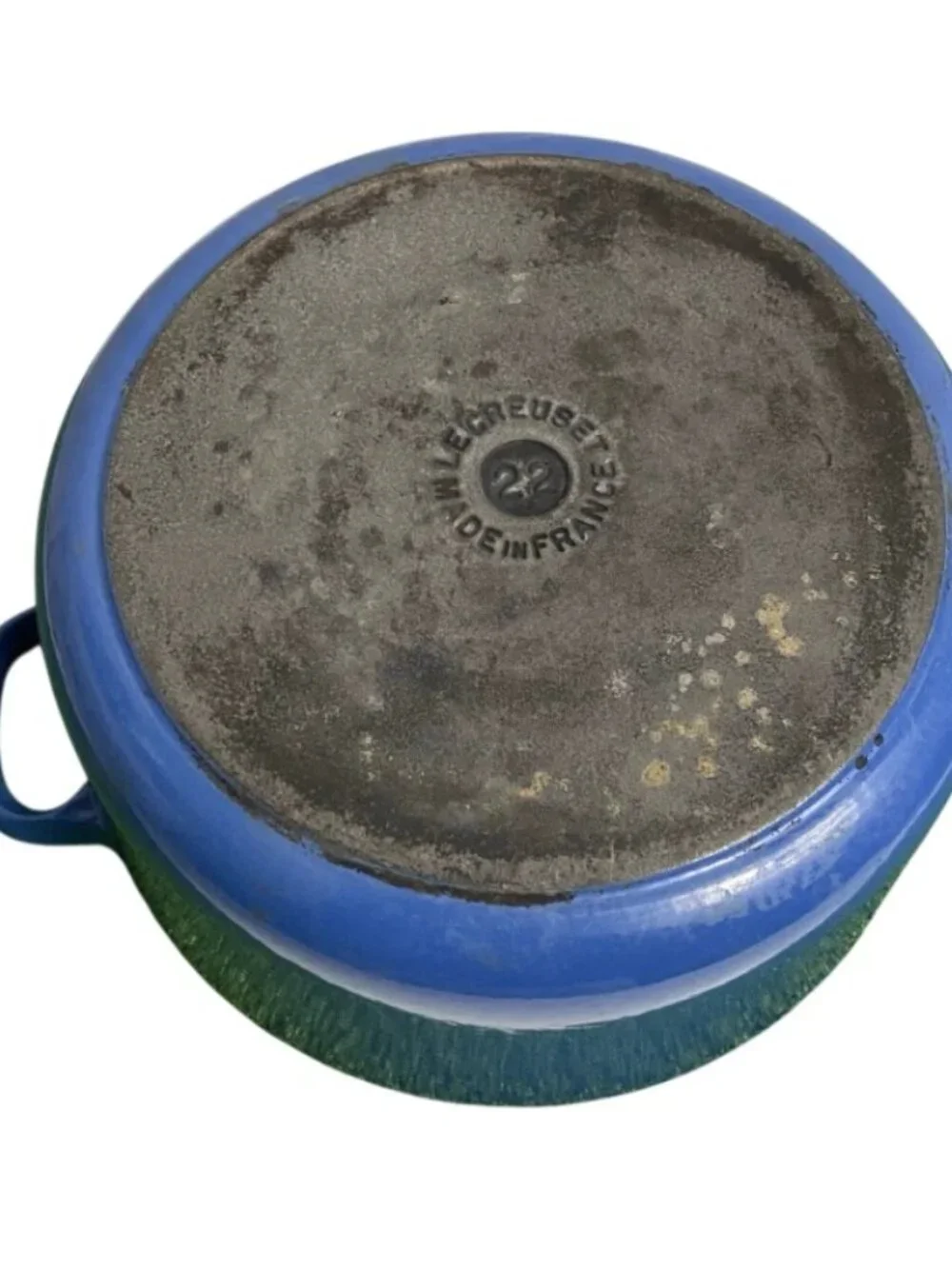 Le Creuset Cast Enamel Marine Blue #22 Double Boiler Streamer Pot w/ Lid France